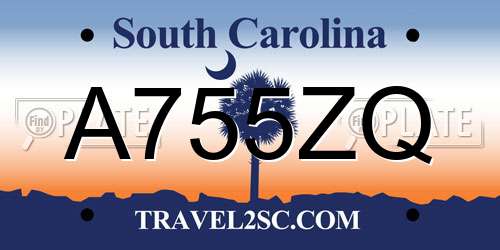 A755ZQ South Carolina License Plate