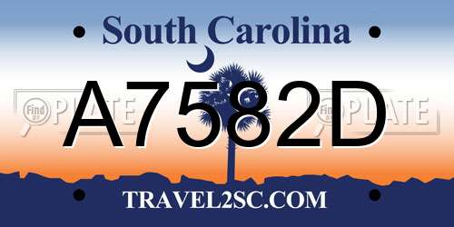 A7582D South Carolina License Plate