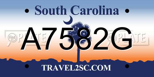 A7582G South Carolina License Plate