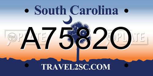 A7582O South Carolina License Plate