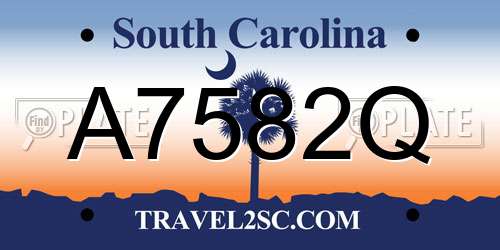 A7582Q South Carolina License Plate