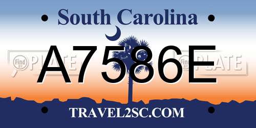 A7586E South Carolina License Plate
