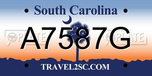 A7587G South Carolina License Plate