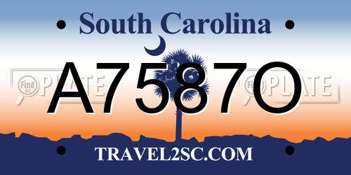 A7587O South Carolina License Plate