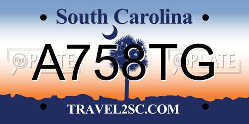A758TG South Carolina License Plate