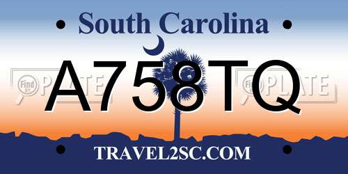 A758TQ South Carolina License Plate