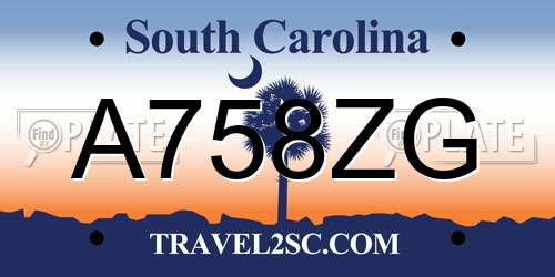 A758ZG South Carolina License Plate