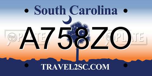 A758ZO South Carolina License Plate