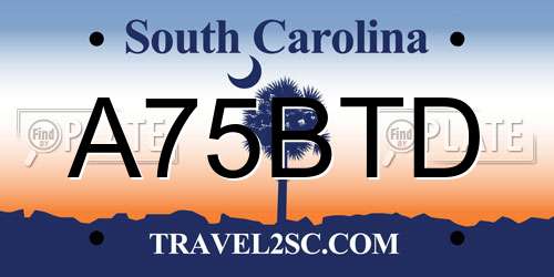 A75BTD South Carolina License Plate