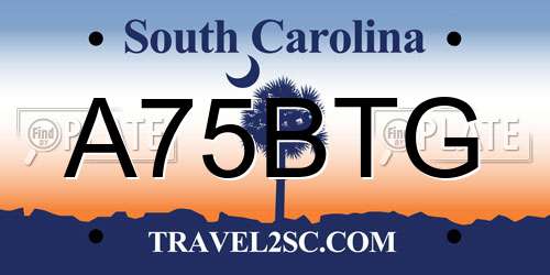 A75BTG South Carolina License Plate