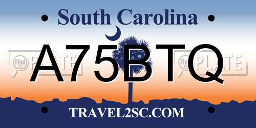 A75BTQ South Carolina License Plate