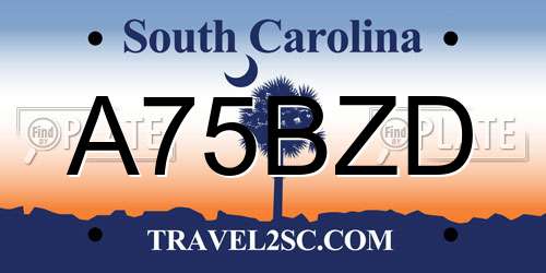 A75BZD South Carolina License Plate