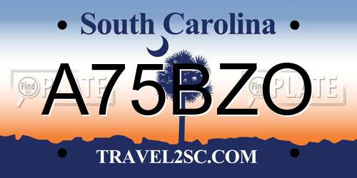 A75BZO South Carolina License Plate