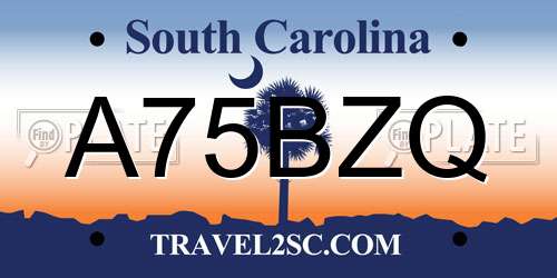 A75BZQ South Carolina License Plate