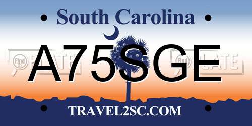 A75SGE South Carolina License Plate