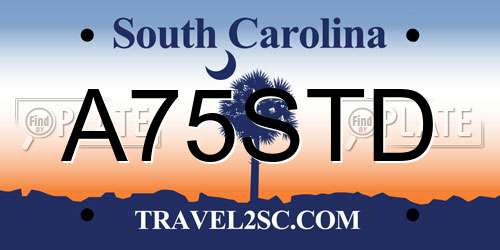 A75STD South Carolina License Plate