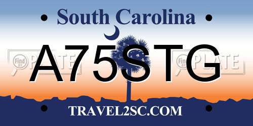 A75STG South Carolina License Plate