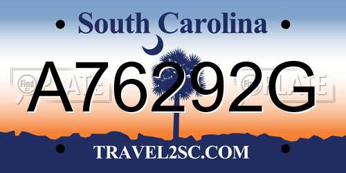 A76292G South Carolina License Plate