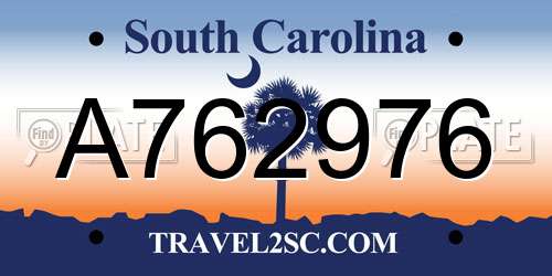 A762976 South Carolina License Plate