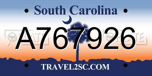 A767926 South Carolina License Plate