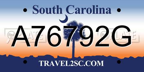 A76792G South Carolina License Plate