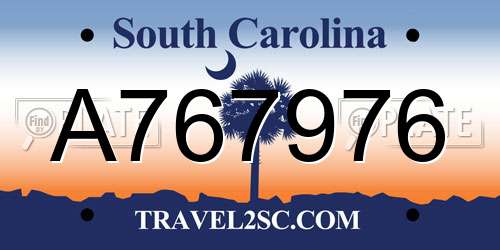 A767976 South Carolina License Plate