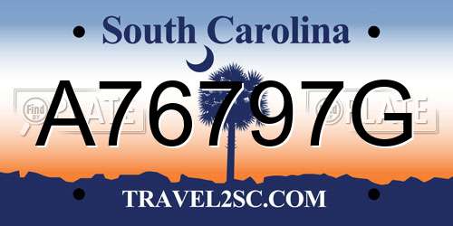 A76797G South Carolina License Plate