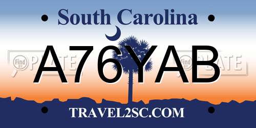 A76YAB South Carolina License Plate