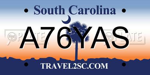A76YAS South Carolina License Plate