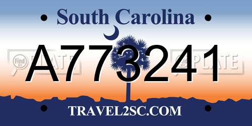 A773241 South Carolina License Plate