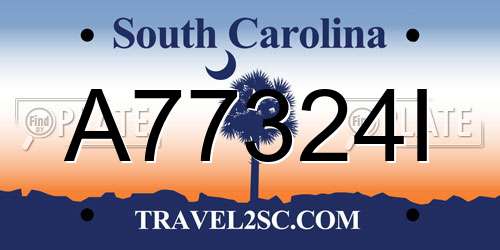 A77324I South Carolina License Plate