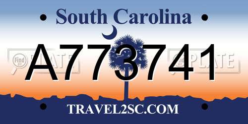 A773741 South Carolina License Plate