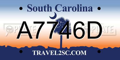 A7746D South Carolina License Plate