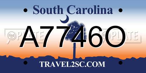 A7746O South Carolina License Plate