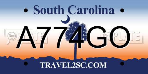 A774GO South Carolina License Plate