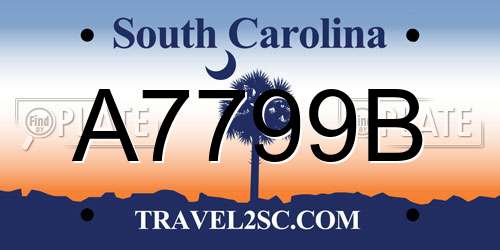 A7799B South Carolina License Plate