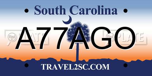 A77AGO South Carolina License Plate