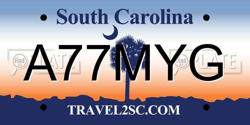 A77MYG South Carolina License Plate