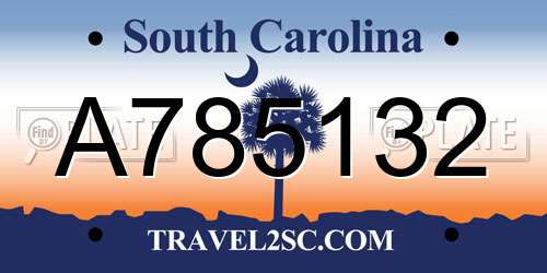 A785132 South Carolina License Plate