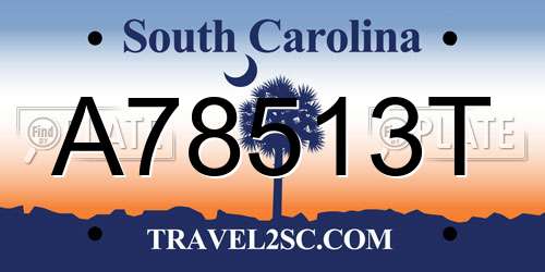 A78513T South Carolina License Plate