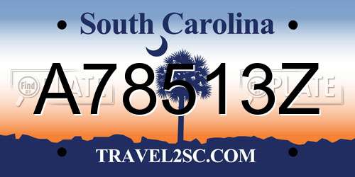 A78513Z South Carolina License Plate