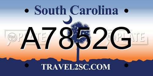 A7852G South Carolina License Plate