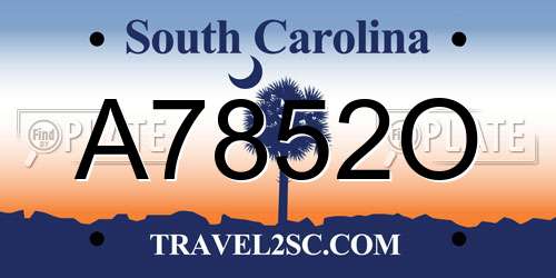 A7852O South Carolina License Plate