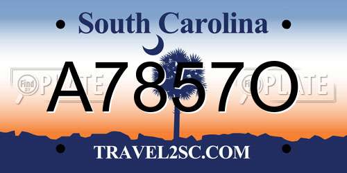 A7857O South Carolina License Plate