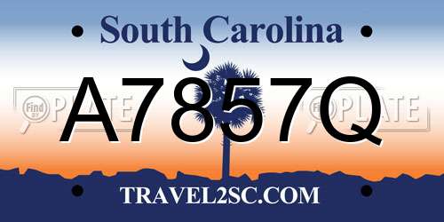 A7857Q South Carolina License Plate