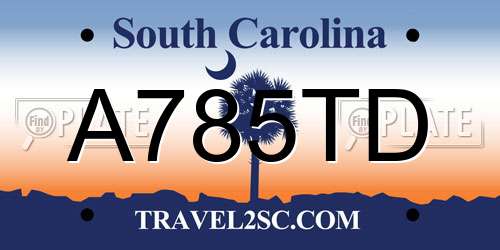A785TD South Carolina License Plate