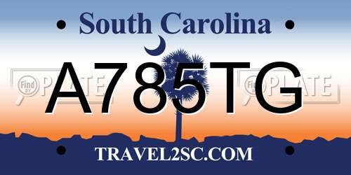 A785TG South Carolina License Plate