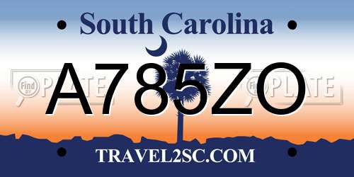 A785ZO South Carolina License Plate
