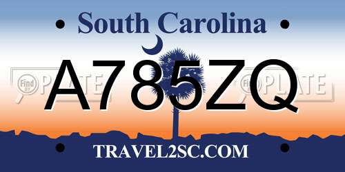 A785ZQ South Carolina License Plate