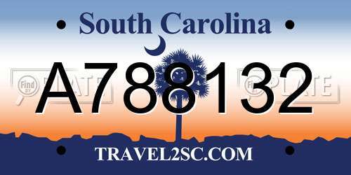 A788132 South Carolina License Plate